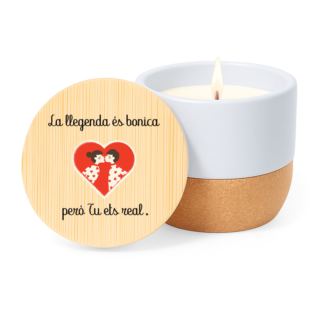 Espelma aromàtica amb missatges de Sant Jordi