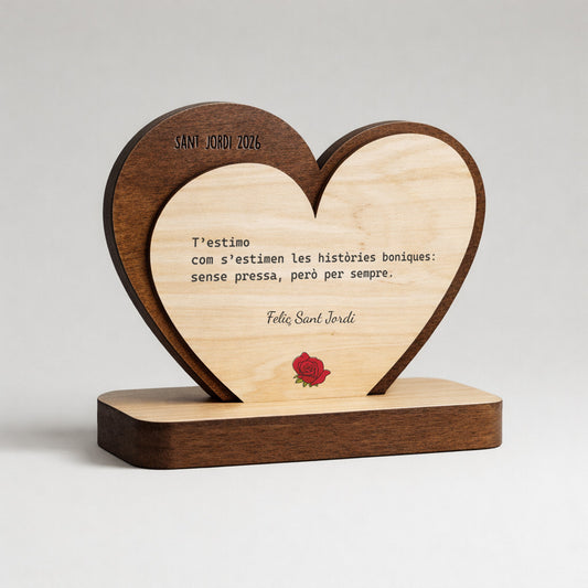 Figura cor de fusta Sant Jordi amb missatge