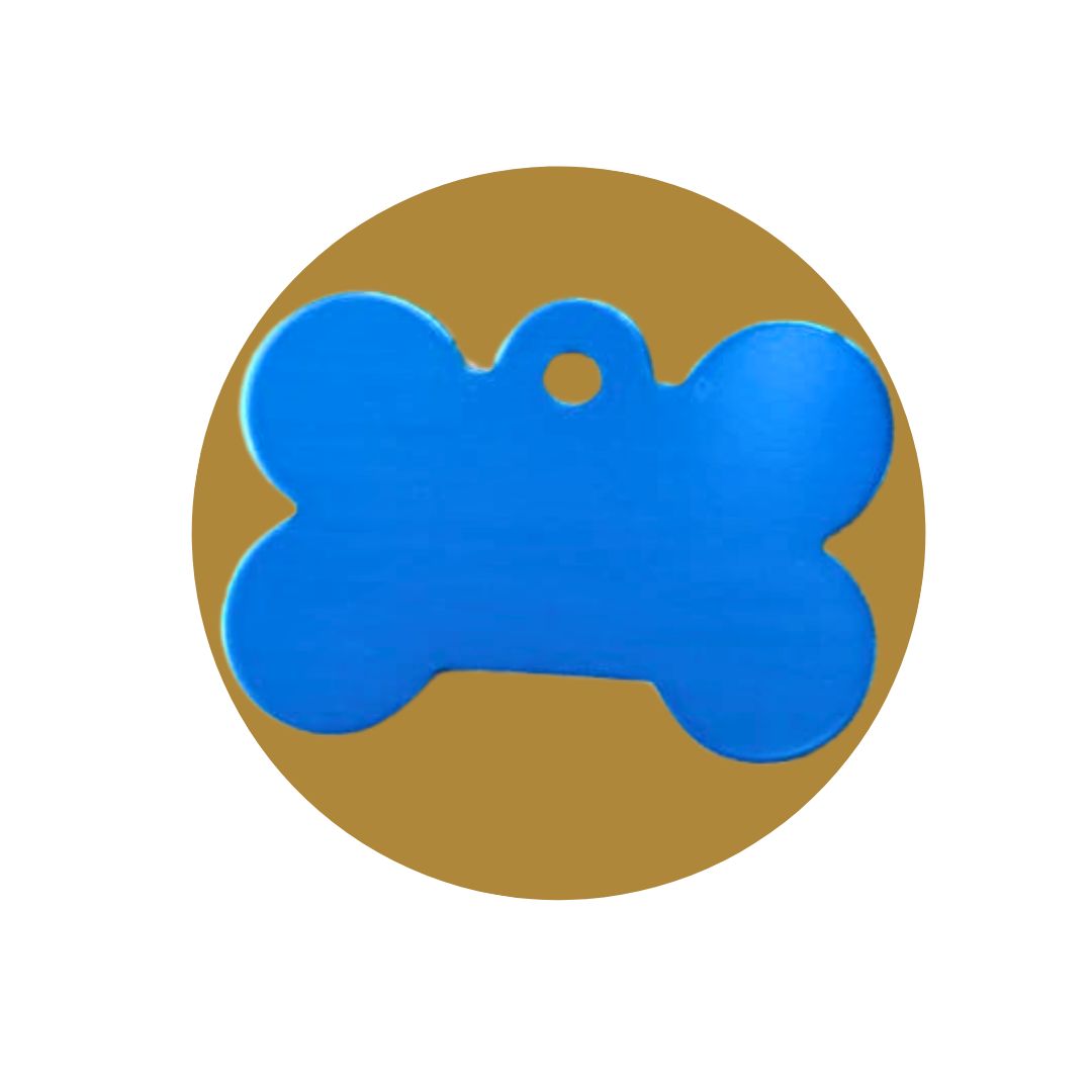 Chapa de metal para grabar el nombre de la mascota y el teléfono del propietario, color azul royal