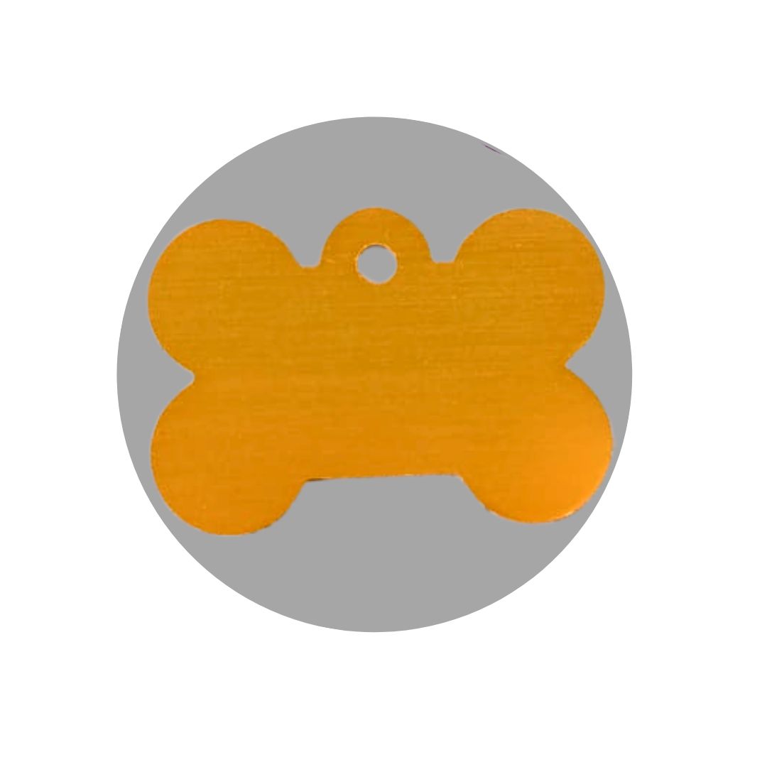 Chapa de metal para grabar el nombre de la mascota y el teléfono del propietario, color dorado
