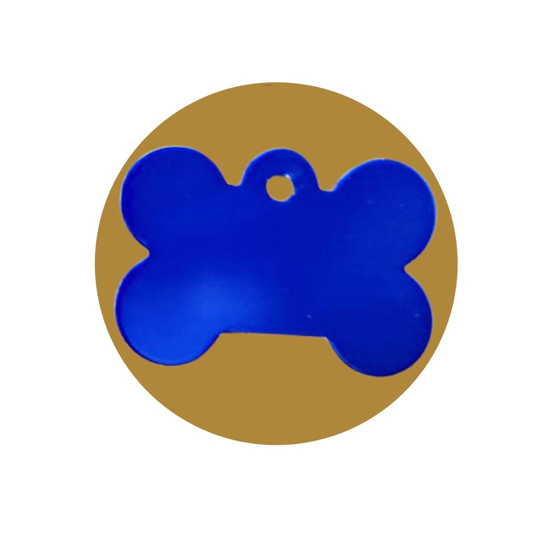 Chapa de metal para grabar el nombre de la mascota y el teléfono del propietario, color azul marino
