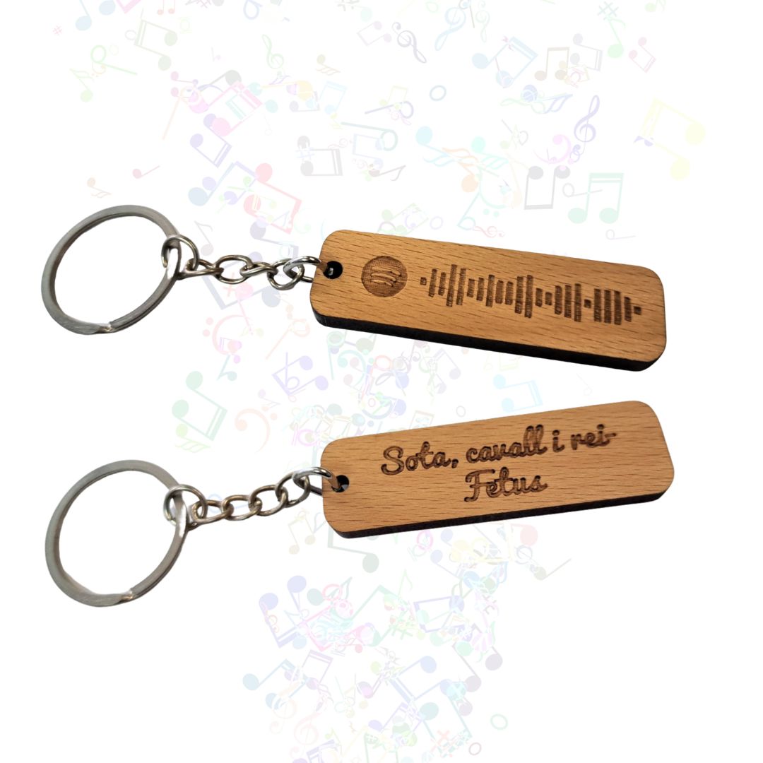 Llavero de Madera "Music Lovers" Personalizado