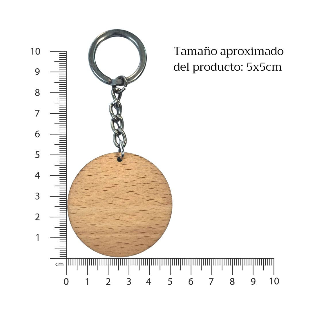 Llavero Redondo de Madera Personalizado