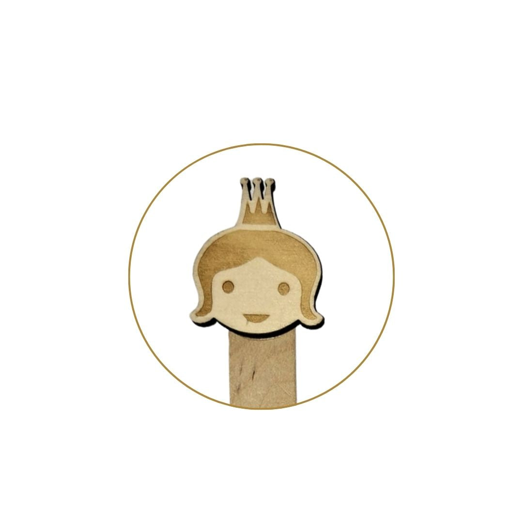 Detalle del punto de libro de madera de la princesa de Sant Jordi