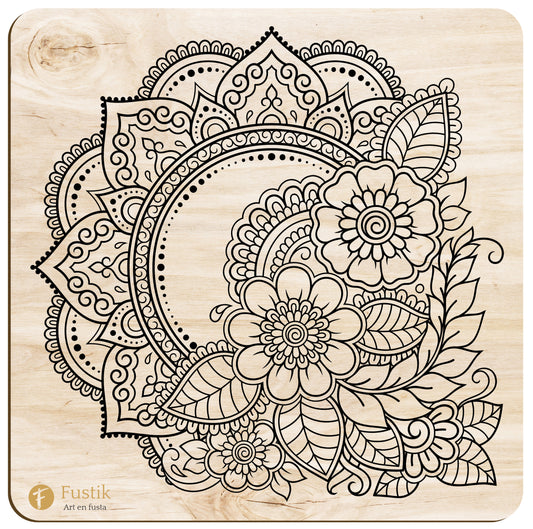 Mandala de madera para pintar con motivo floral