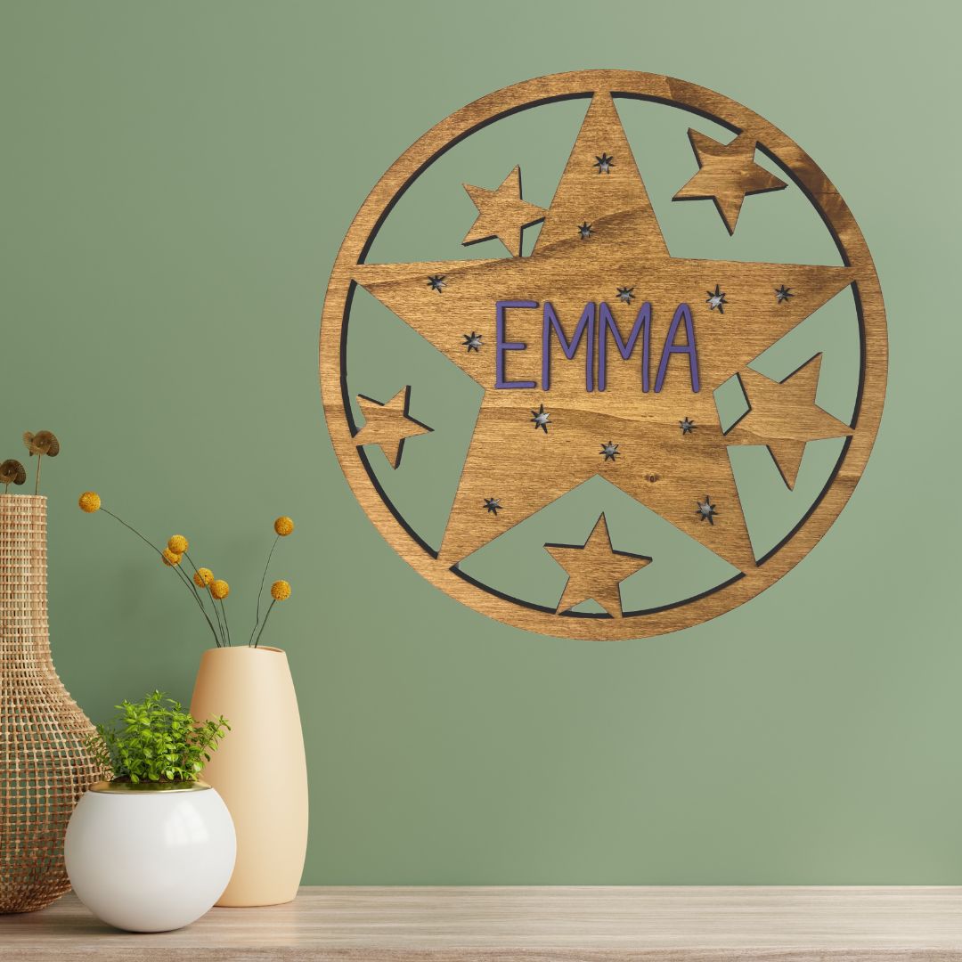 Placa de Madera con Estrella Personalizada