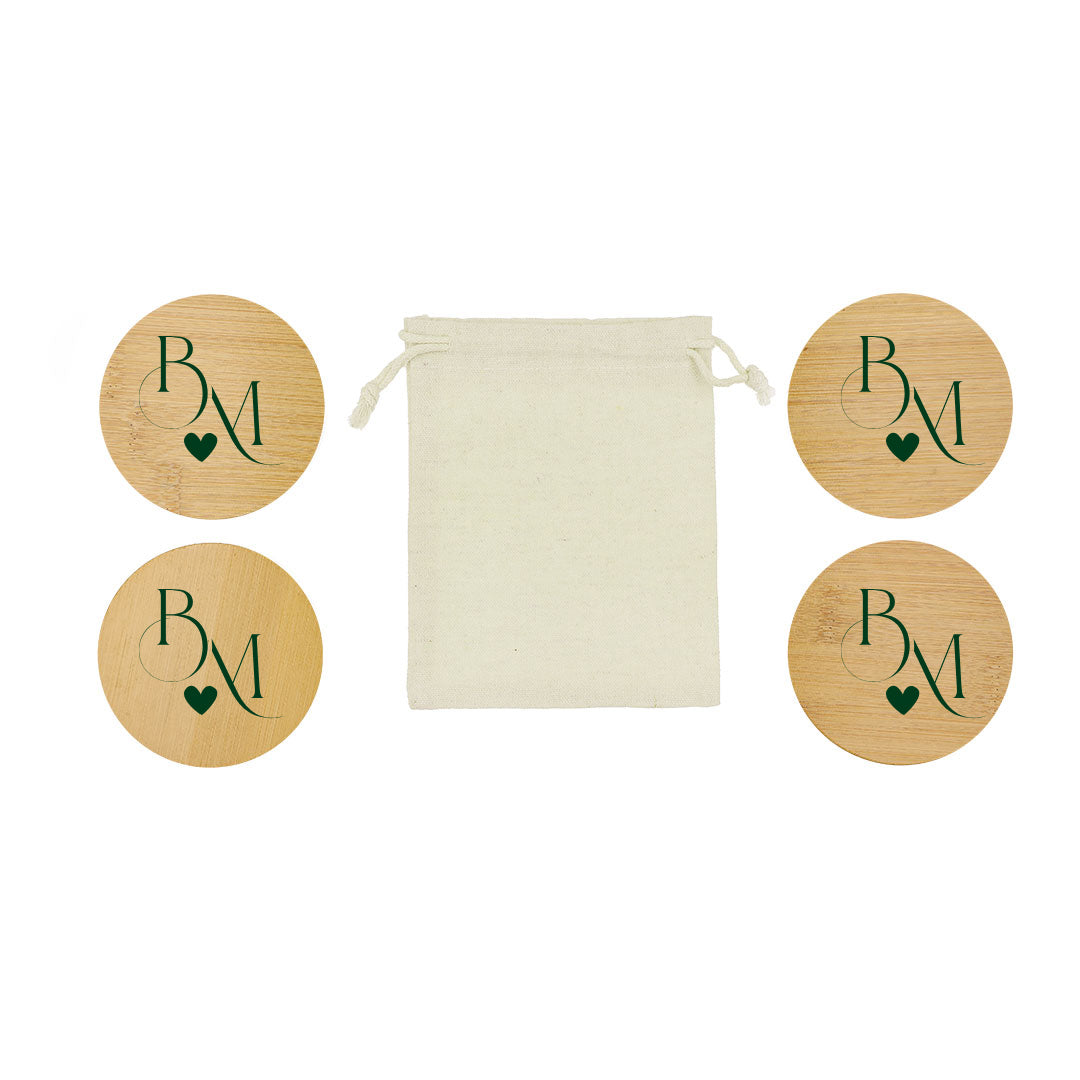 Set de Posavasos de Madera Natural para Bodas