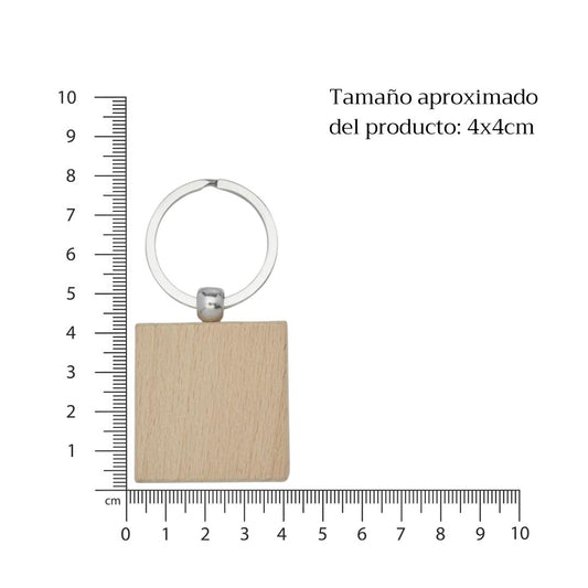 Tamaño del llavero cuadrado de madera de haya