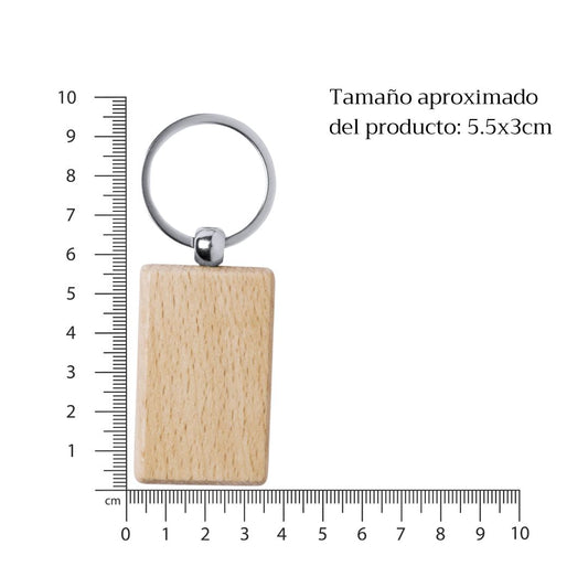 Tamaño del llavero rectangular de madera de haya