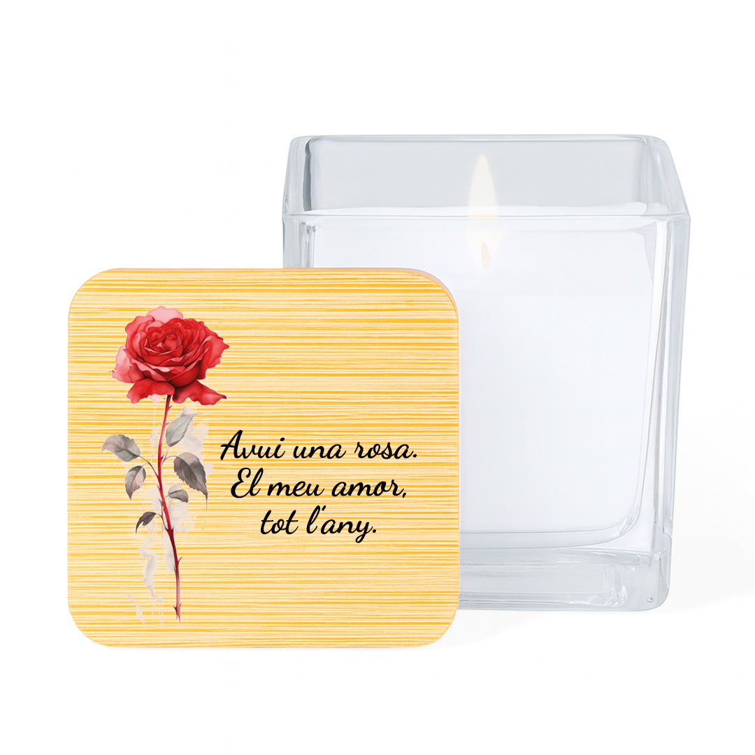 Espelma aromàtica amb missatges de Sant Jordi