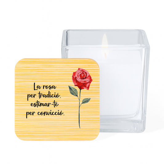 Espelma aromàtica amb missatges de Sant Jordi