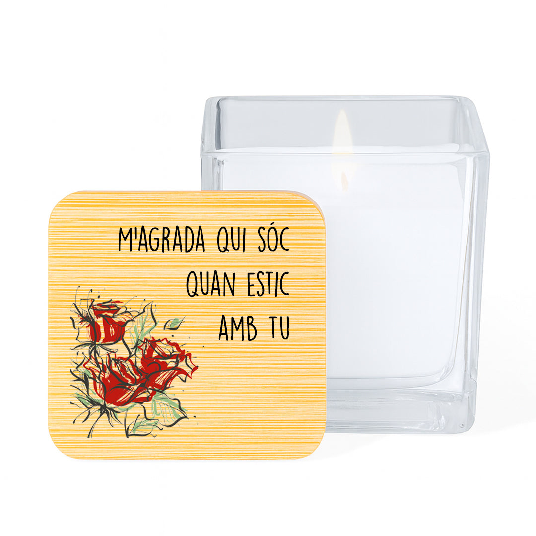 Espelma aromàtica amb missatges de Sant Jordi