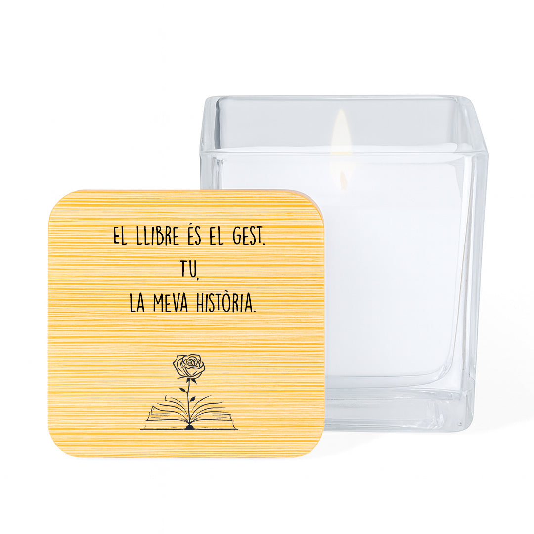 Espelma aromàtica amb missatges de Sant Jordi