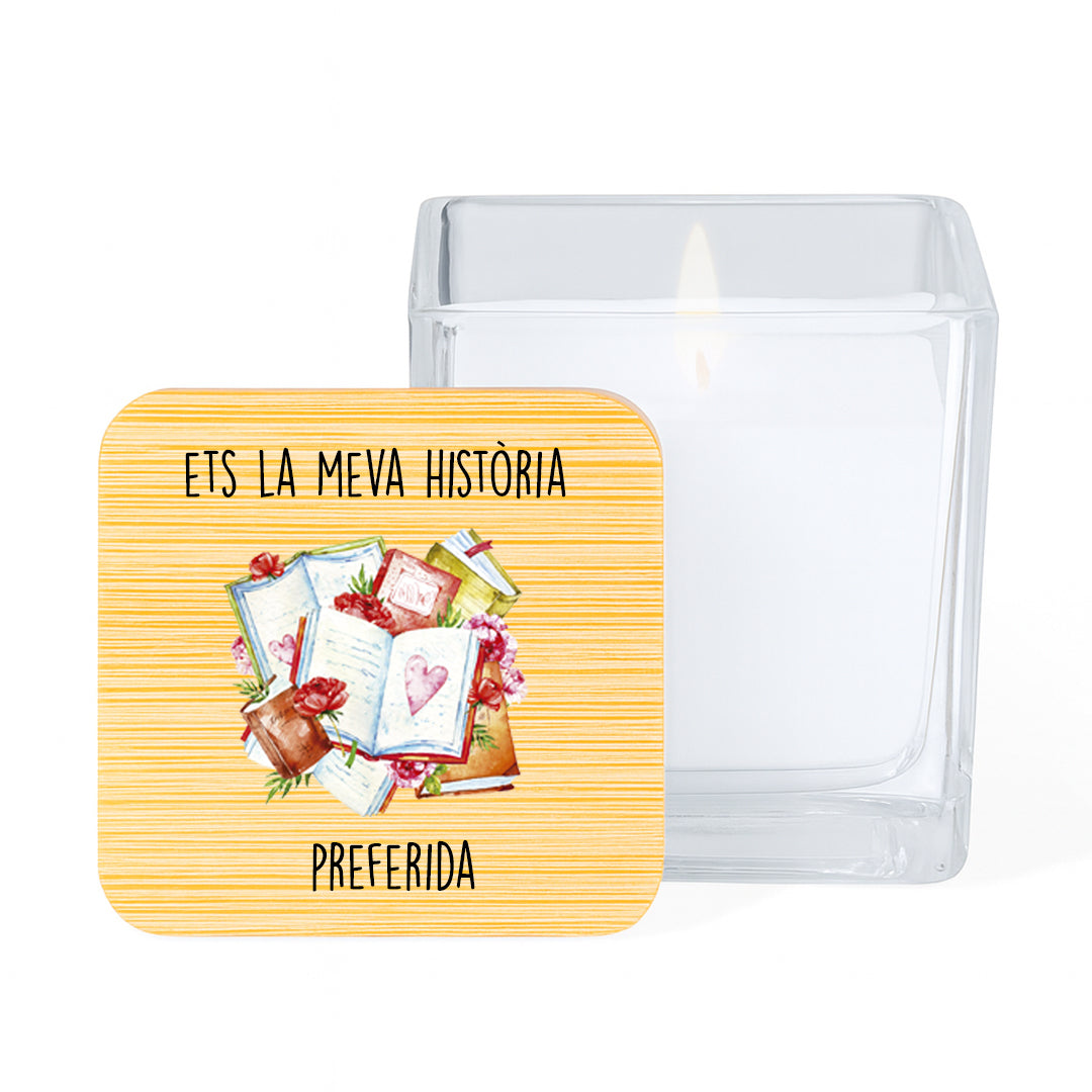 Espelma aromàtica amb missatges de Sant Jordi