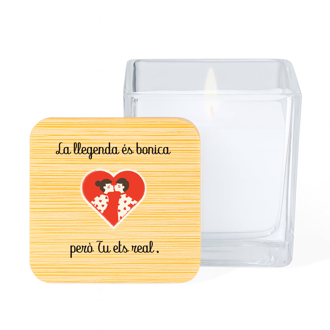 Espelma aromàtica amb missatges de Sant Jordi