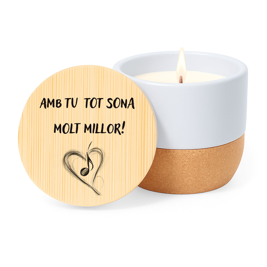 Espelma aromàtica amb missatges de Sant Jordi