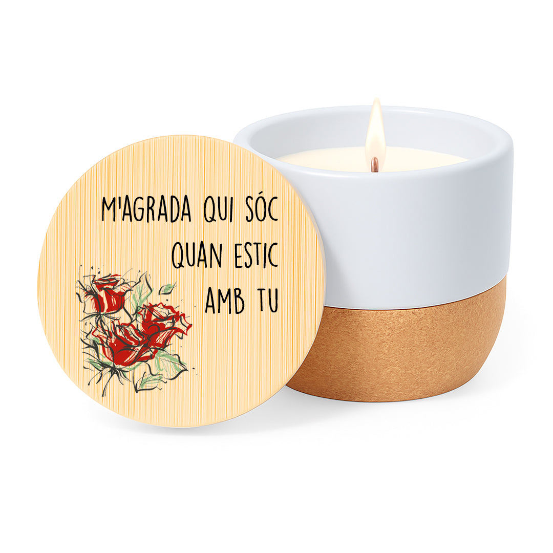 Espelma aromàtica amb missatges de Sant Jordi