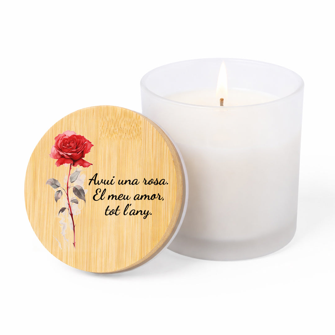Espelma aromàtica amb missatges de Sant Jordi
