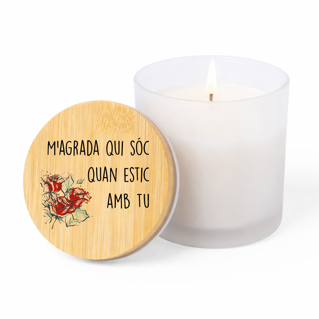 Espelma aromàtica amb missatges de Sant Jordi