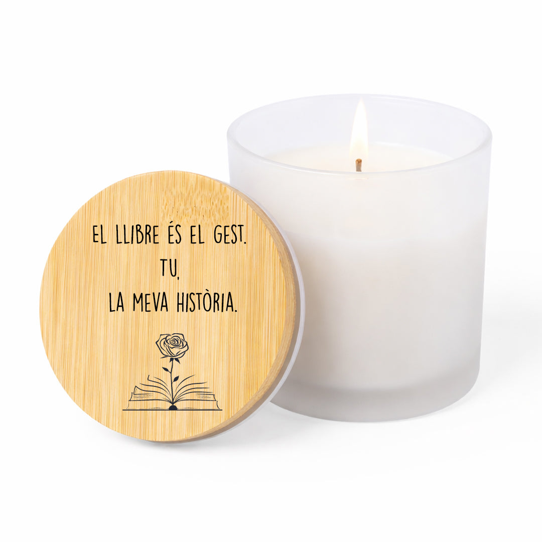Espelma aromàtica amb missatges de Sant Jordi