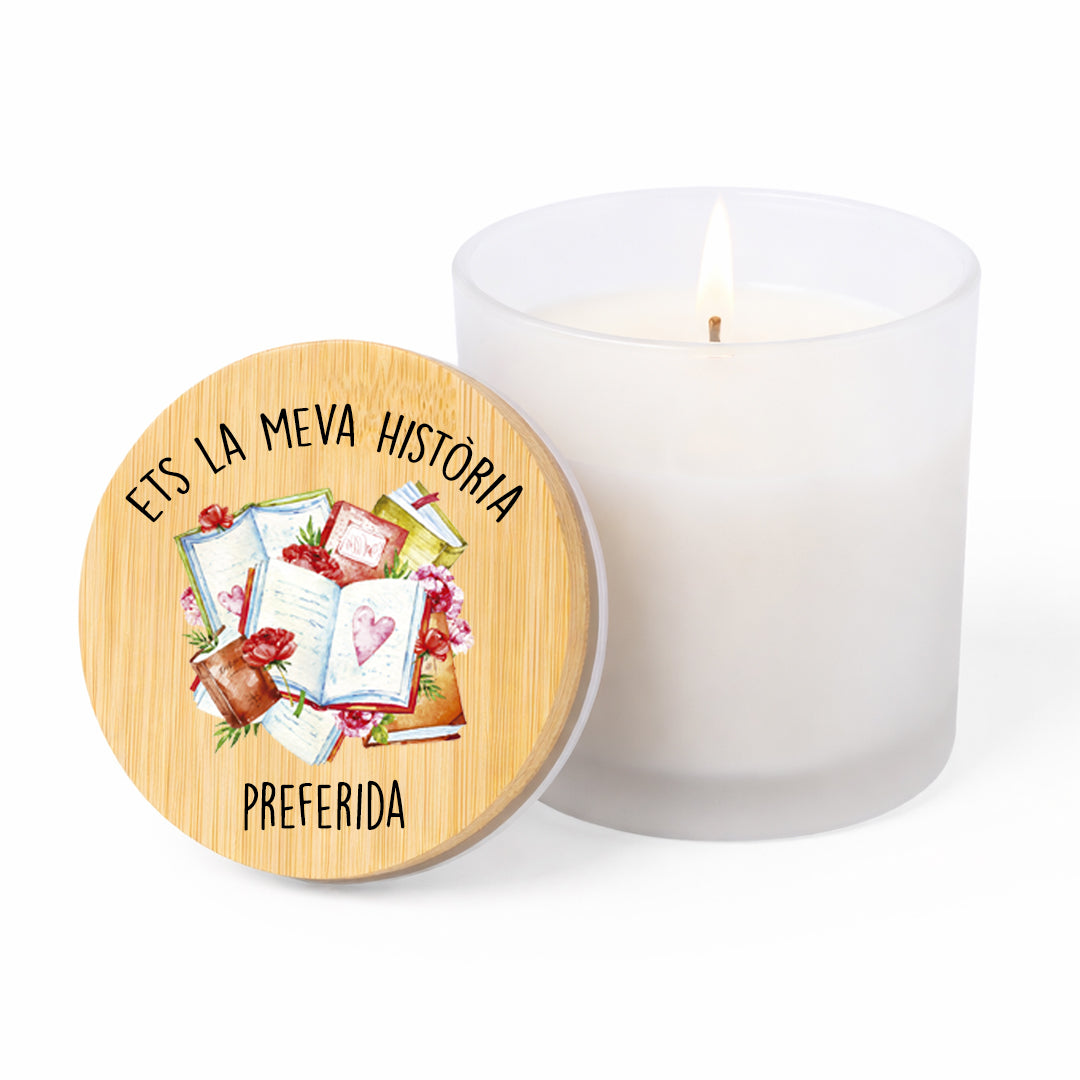 Espelma aromàtica amb missatges de Sant Jordi