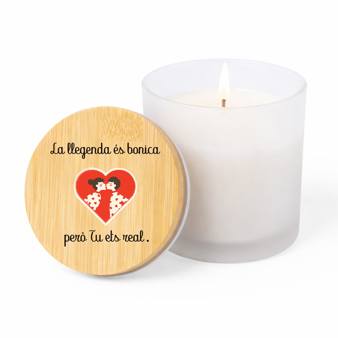 Espelma aromàtica amb missatges de Sant Jordi