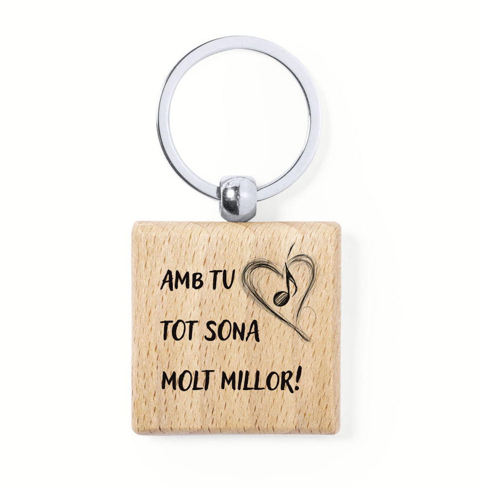Clauer quadrat de fusta Sant Jordi amb missatge