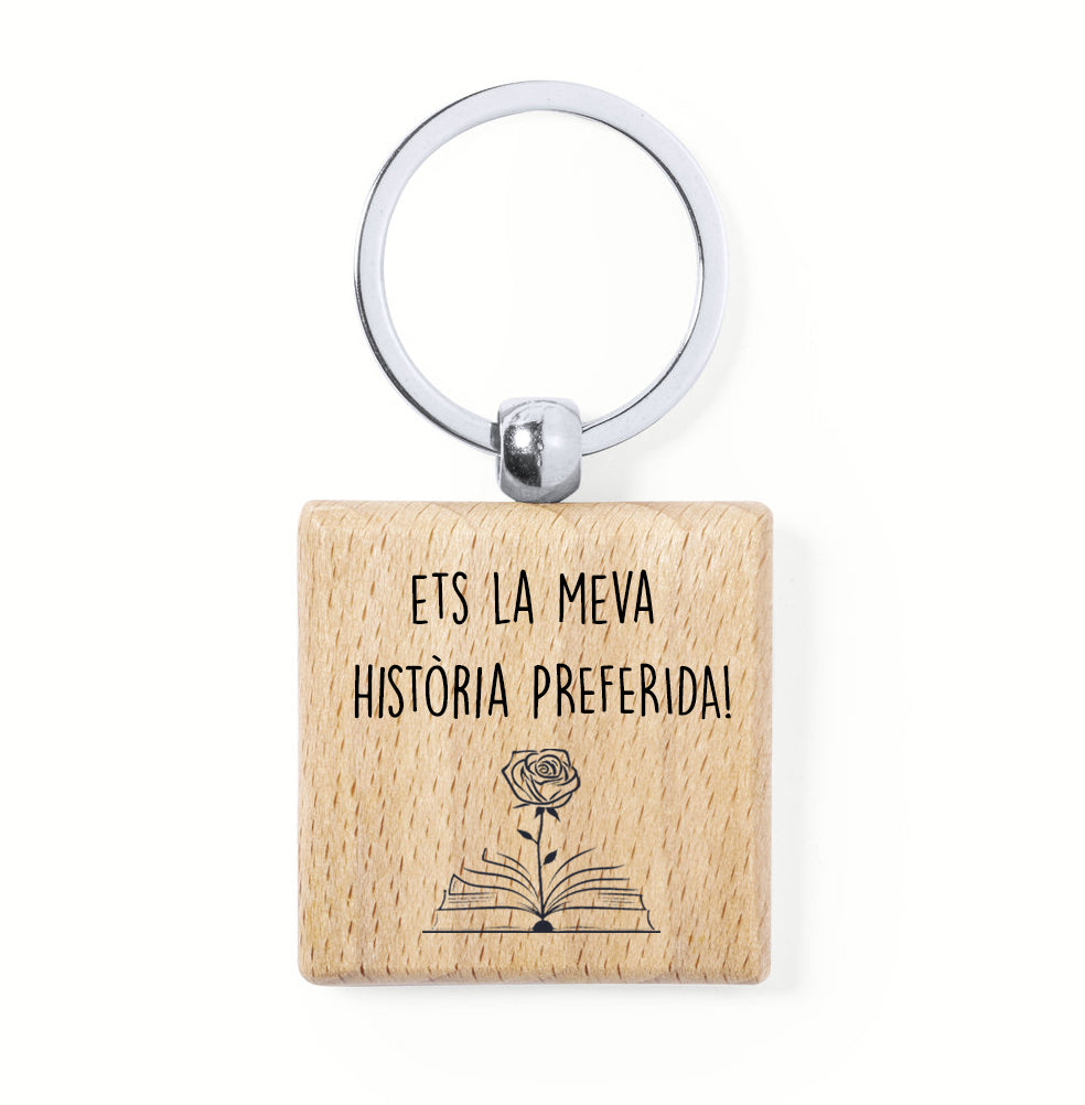 Clauer quadrat de fusta Sant Jordi amb missatge