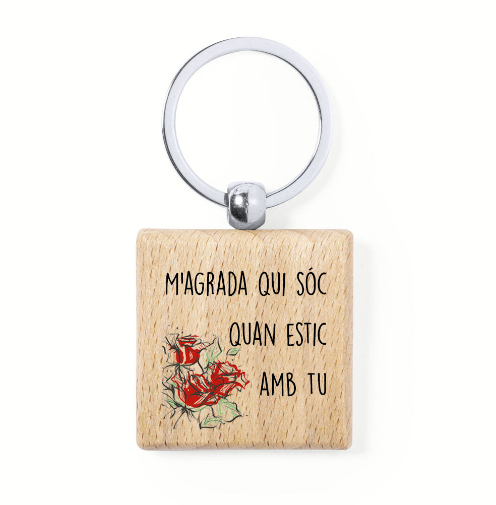 Clauer quadrat de fusta Sant Jordi amb missatge