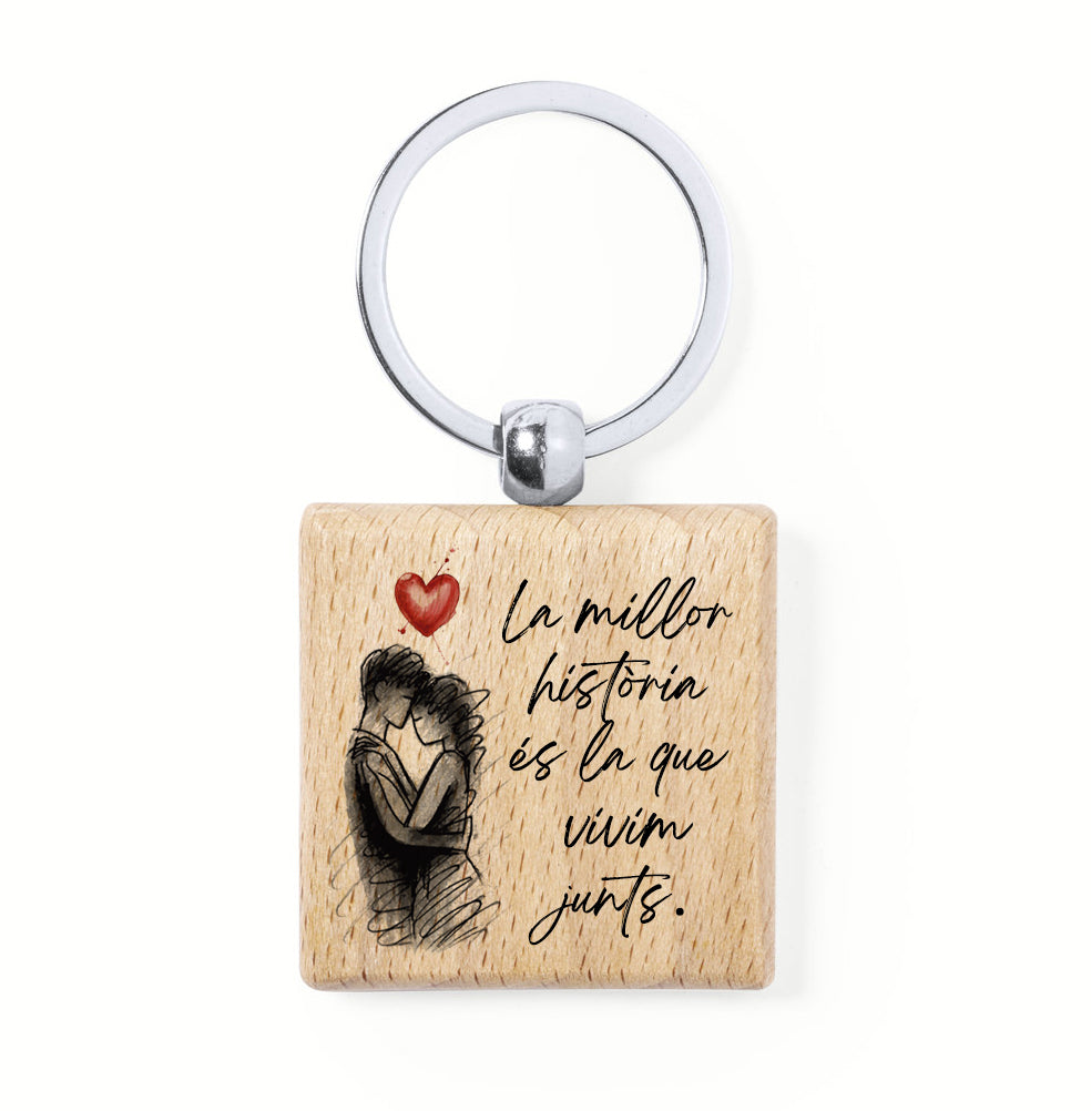 Clauer quadrat de fusta Sant Jordi amb missatge