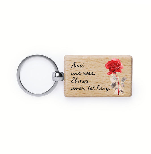 Clauer rectangular de fusta Sant Jordi amb missatge