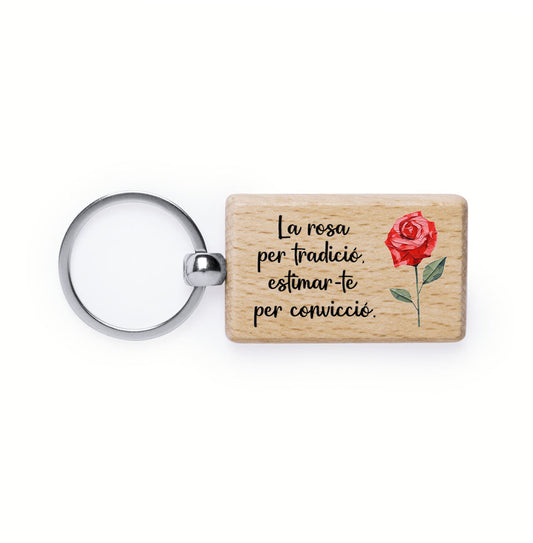 Clauer rectangular de fusta Sant Jordi amb missatge