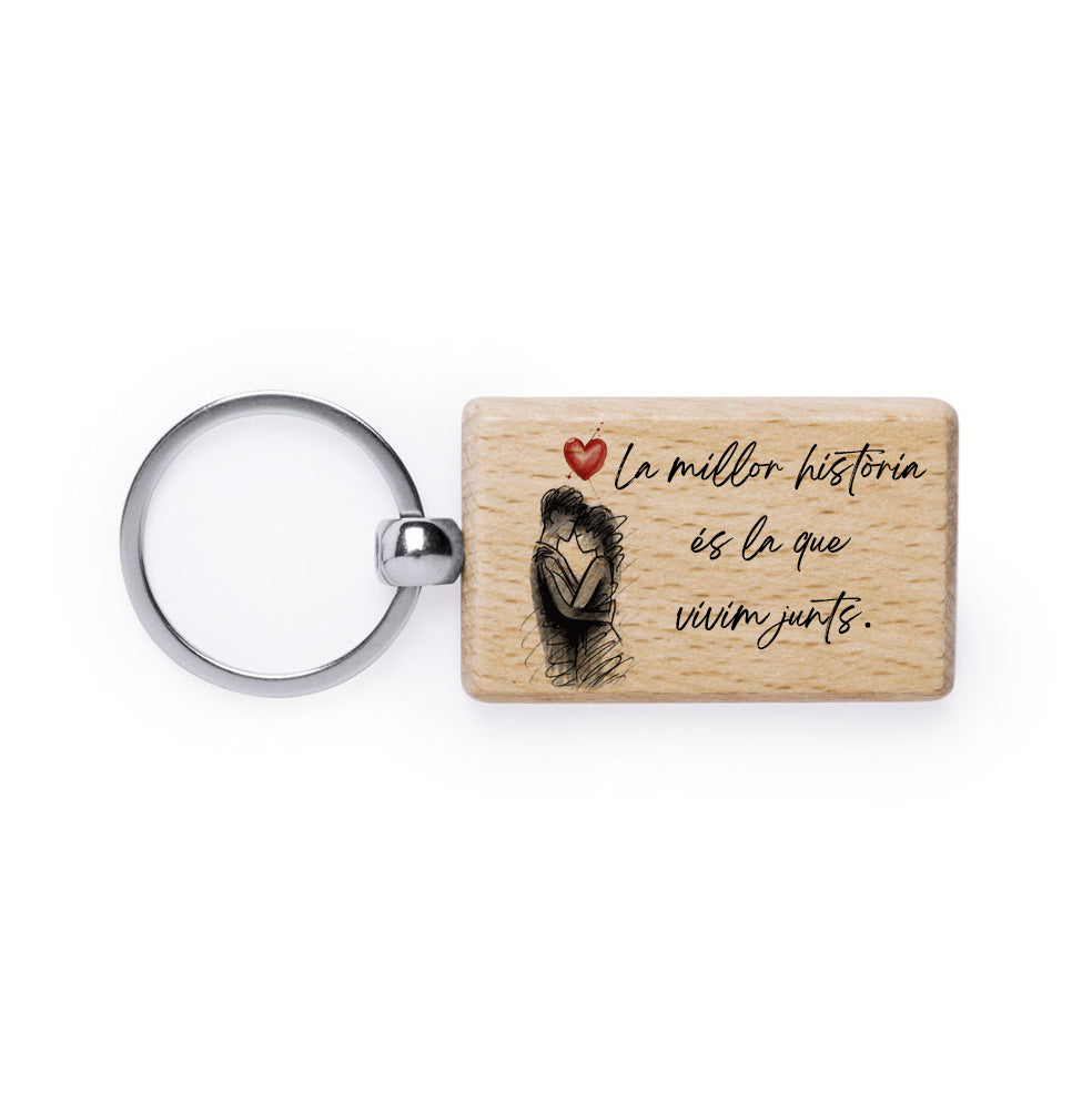 Clauer rectangular de fusta Sant Jordi amb missatge