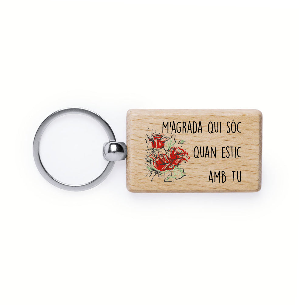 Clauer rectangular de fusta Sant Jordi amb missatge