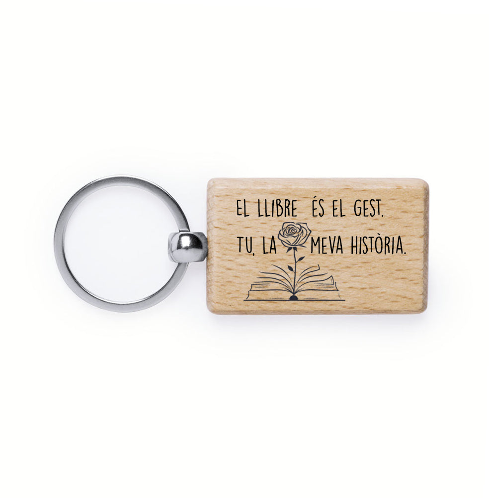 Clauer rectangular de fusta Sant Jordi amb missatge