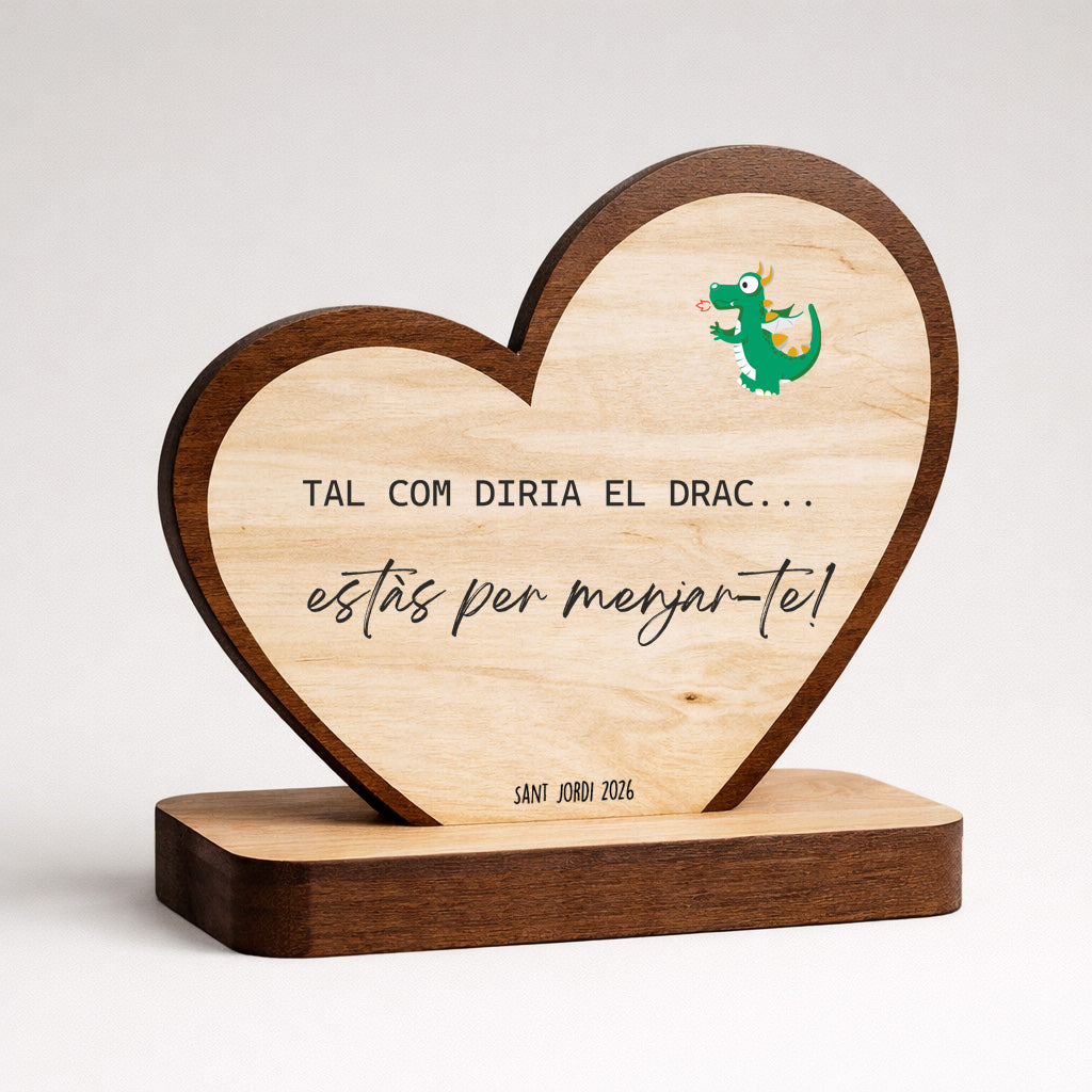 Figura cor de fusta Sant Jordi amb missatge