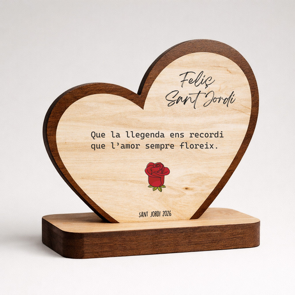 Figura cor de fusta Sant Jordi amb missatge