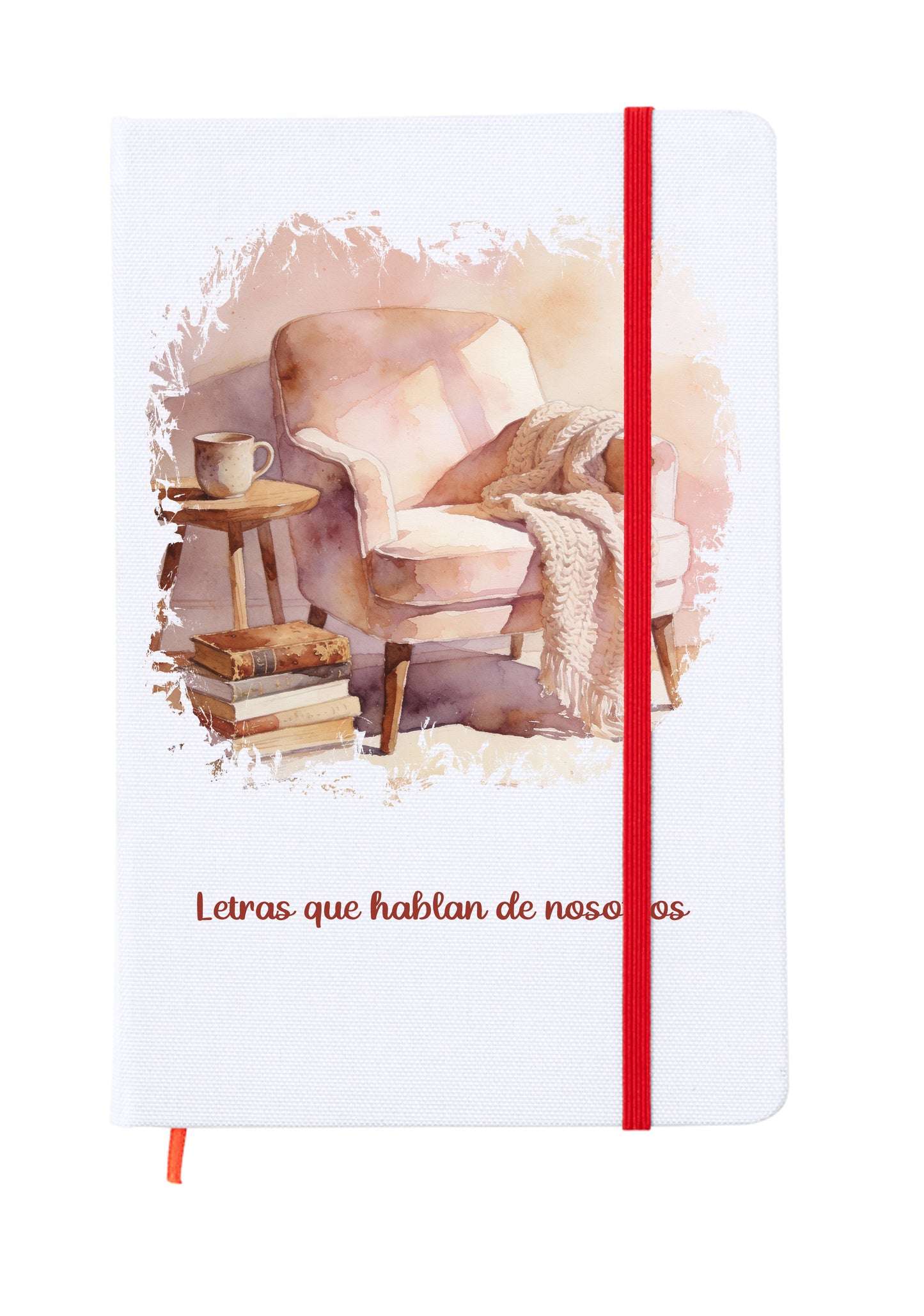 Libreta tamaño 15x20cm con goma elástica para cerrar de color rojo. Interior páginas en blanco para escribir compartiendo con la pareja. Portada a todo color con una ilustración romántica que forma parte de un conjunto para san valentin. Letras que hablan de nosotros