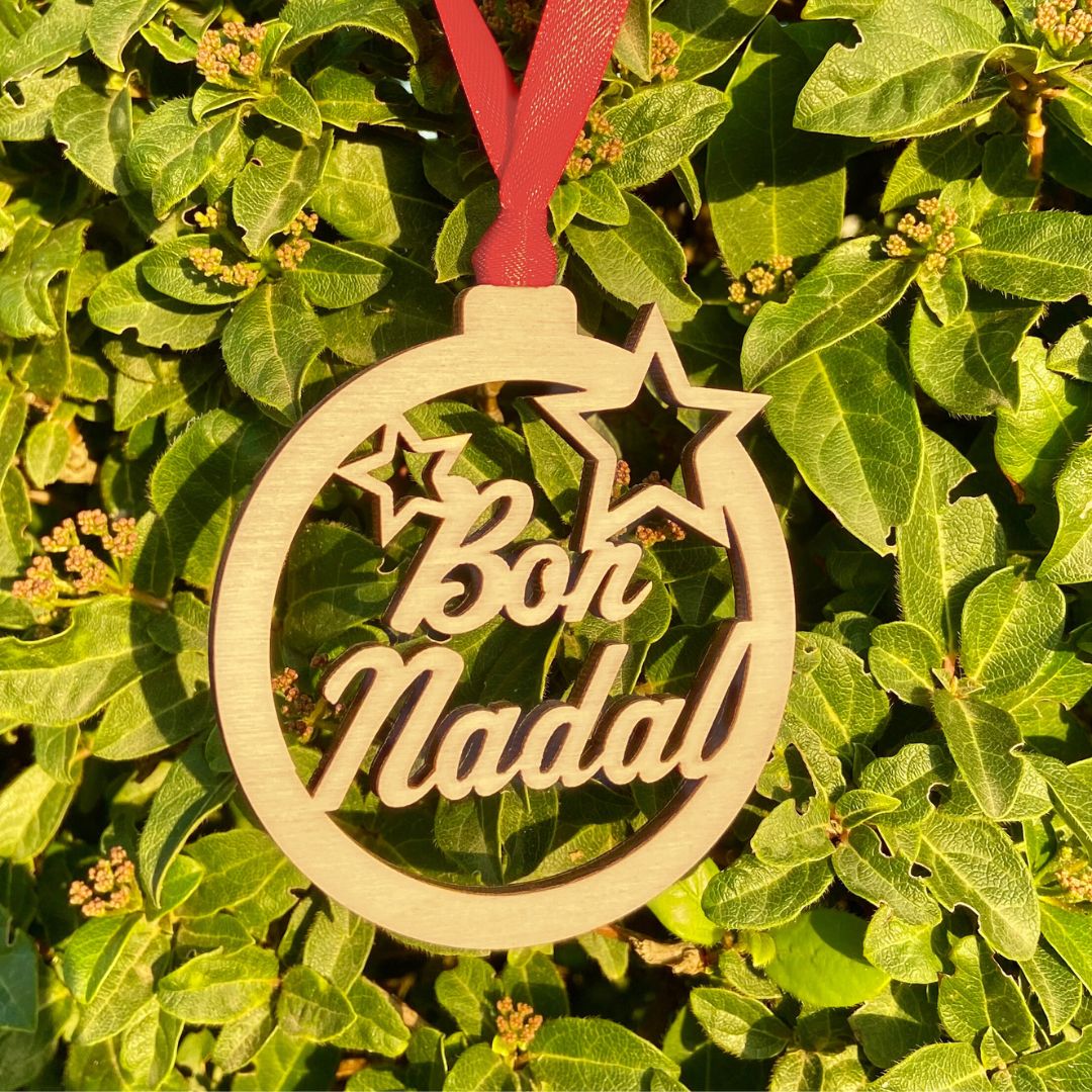Decoració de Nadal "Merry Christmas" - Grabada en Fusta
