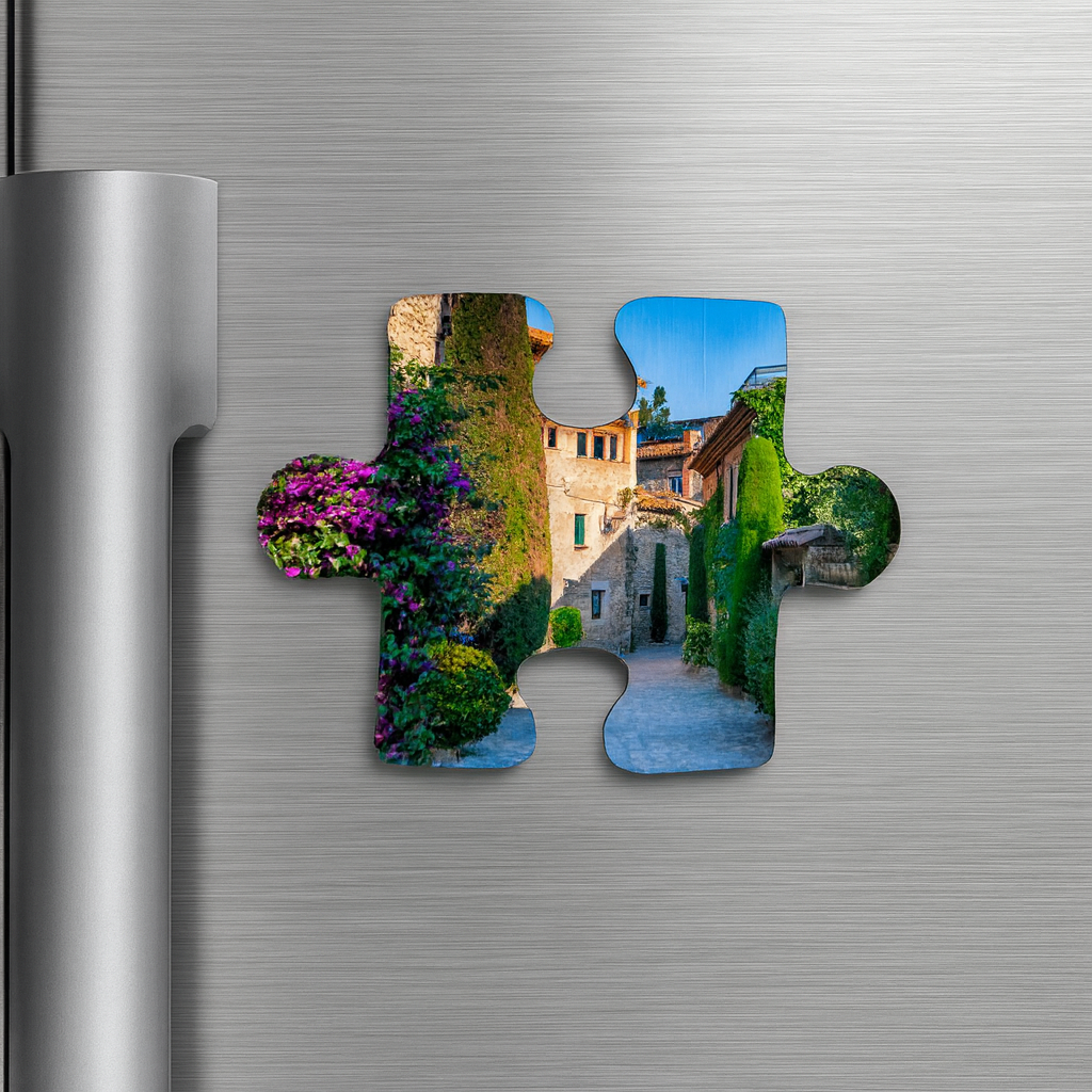 Imán de madera en forma de Puzzle Impreso