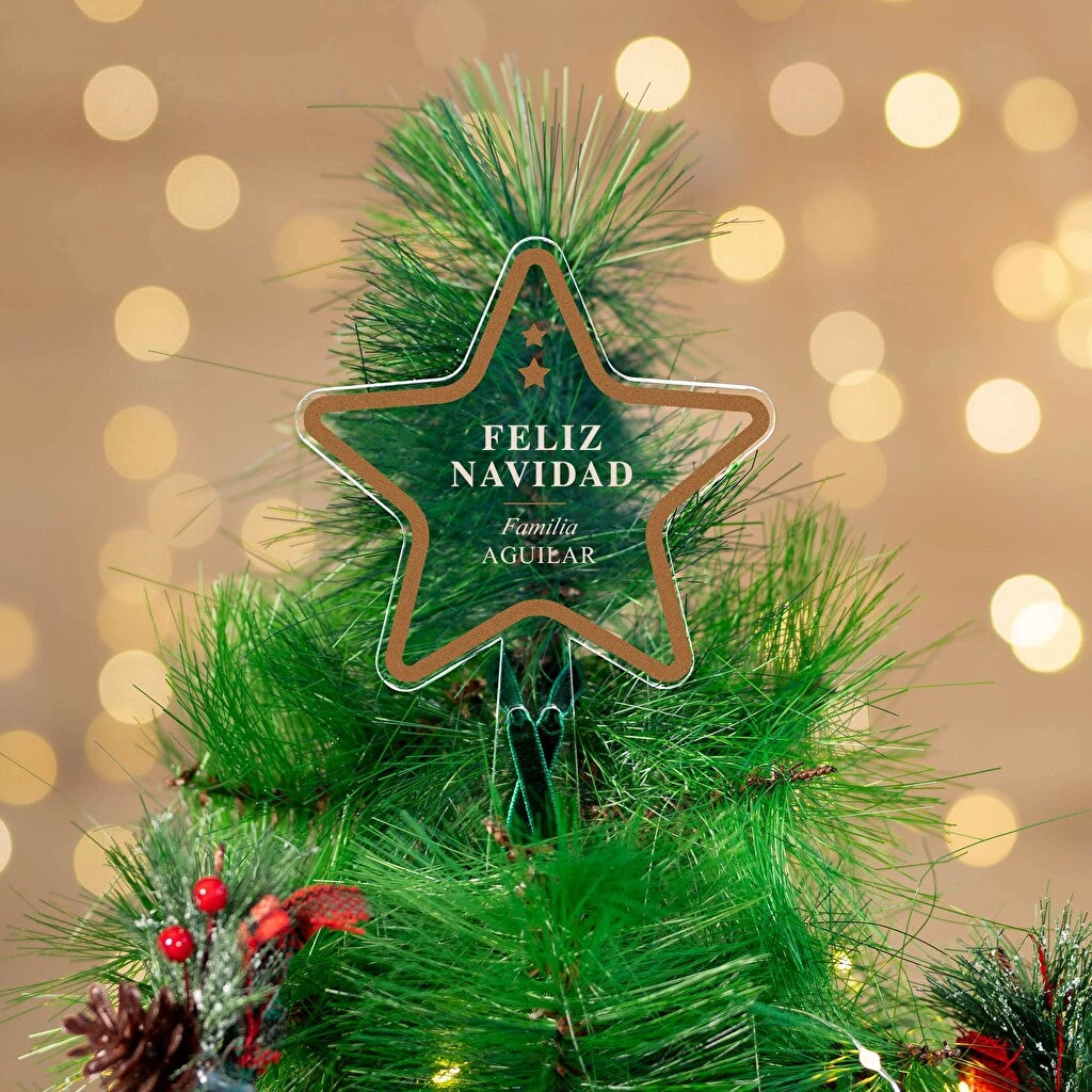 Estrella de metacrilato grande para coronar el árbol de navidad personalizada con impresión directa a todo color.  