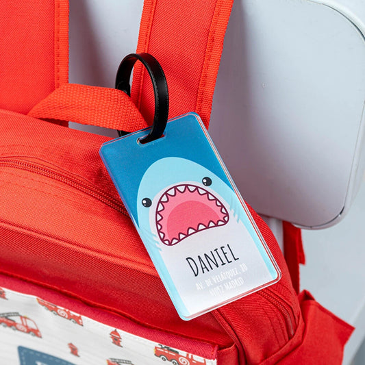 Etiqueta de metacrilato transparente para mochilas infantiles personalizada con impresión directa a todo color
