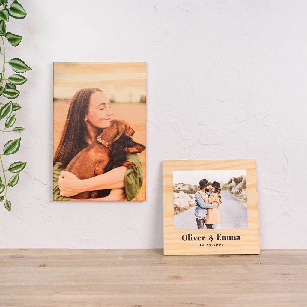 Foto a todo color impresa directamente sobre una plancha de madera de pino, distintos tamaños y formatos
