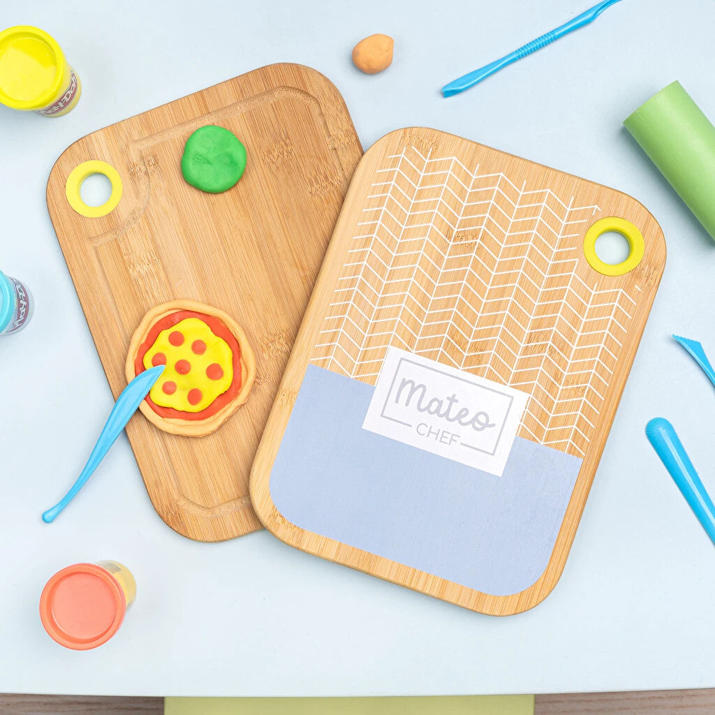 Tabla de madera para cortar alimentos con sujeción de goma, relieve antigoteo y impresión directa a todo color