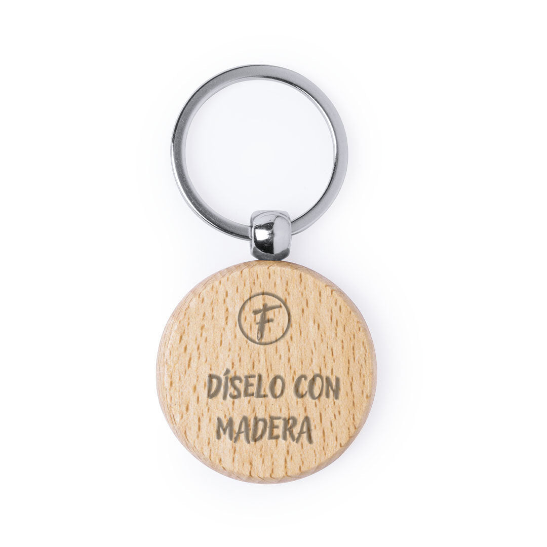 Llavero Redondo de Madera de Haya Natural