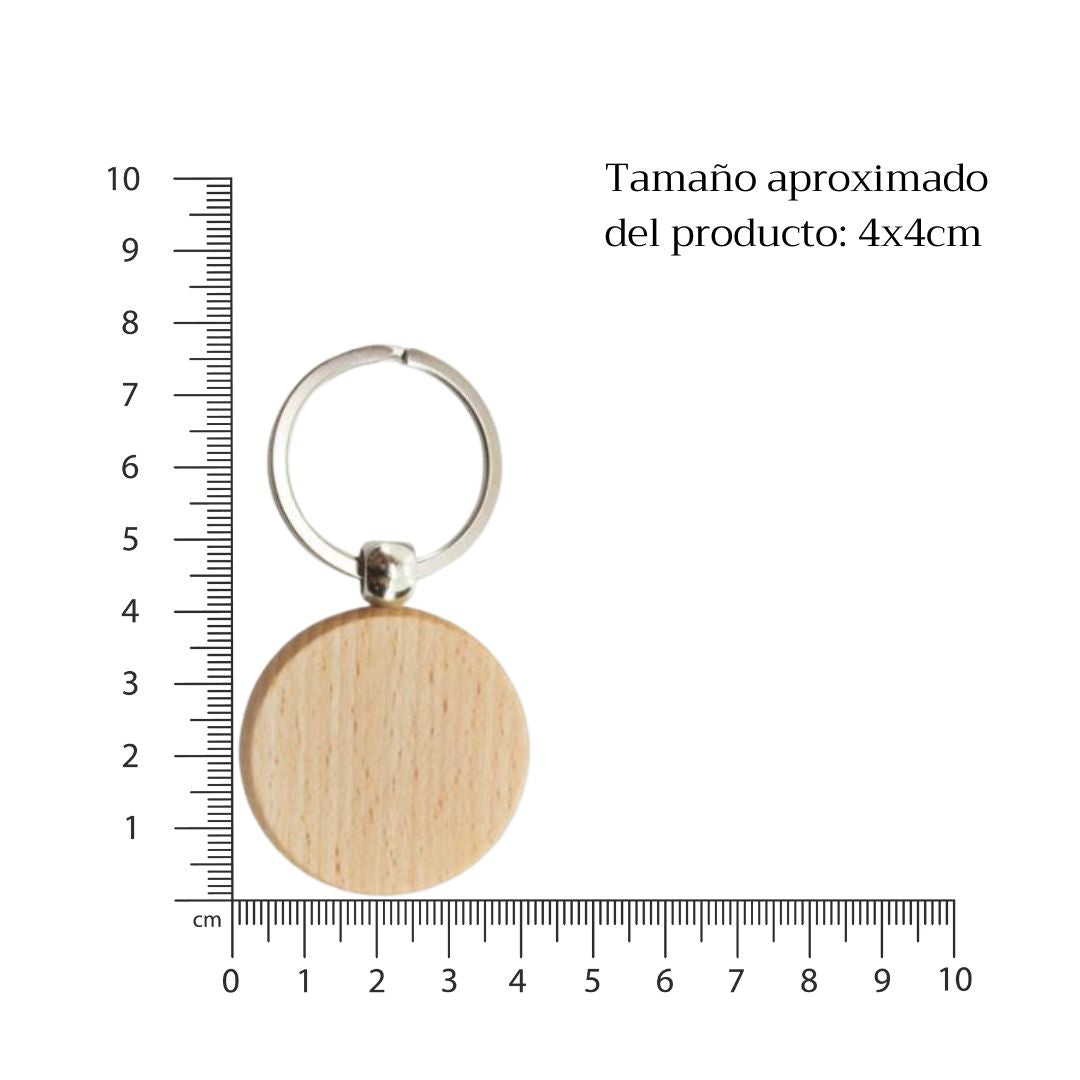 Llavero Redondo de Madera de Haya Natural