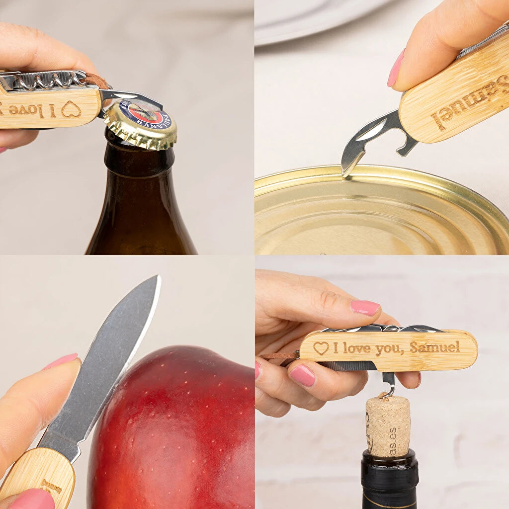 Aolicaciones de la navaja multiusos de madera personalizada