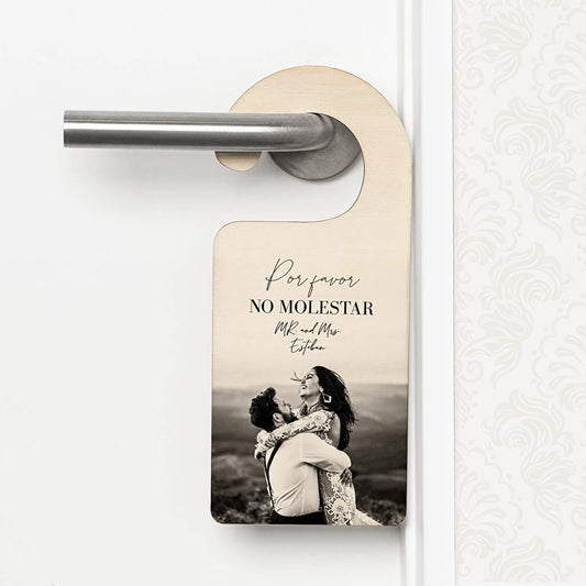 Colgador para puertas No molestar de madera impreso con imagen o diseño personalizado