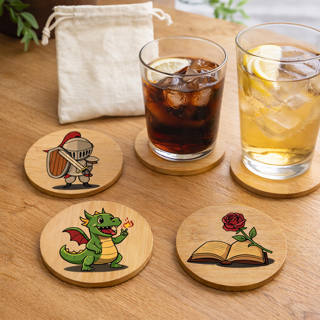 Set de 4 posa gots de bambú per a Sant Jordi