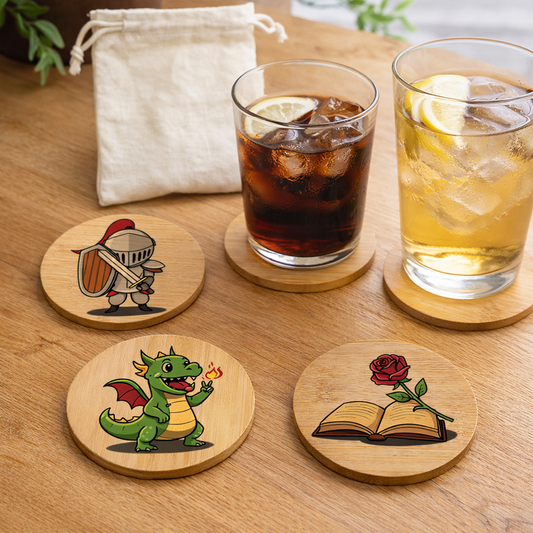 Set de 4 posa gots de bambú per a Sant Jordi